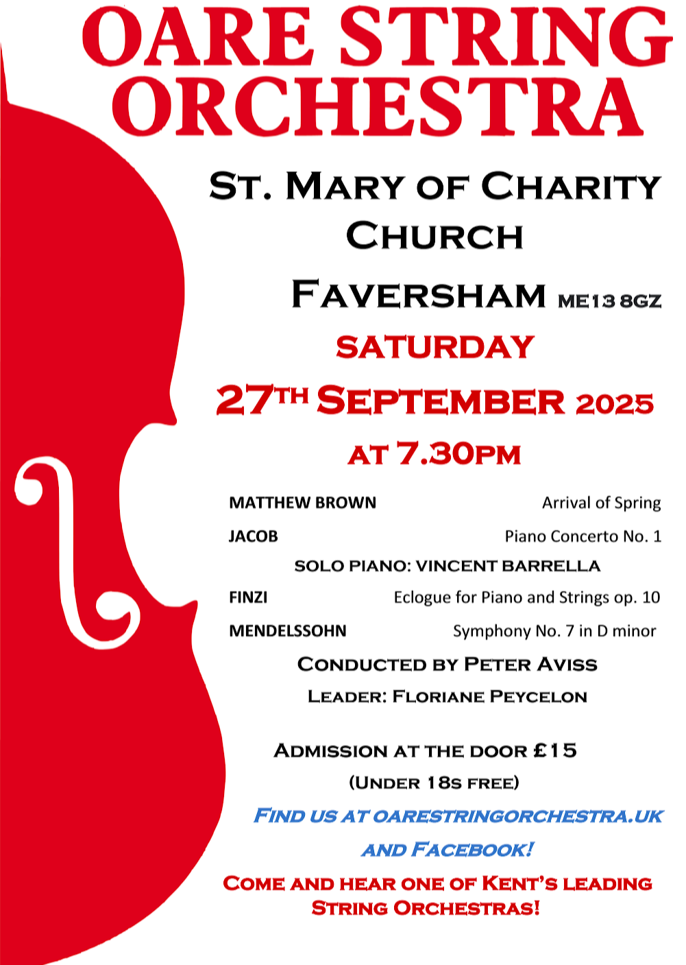 Oare String Orchestra perform 27 September - Faversham, St Mary's